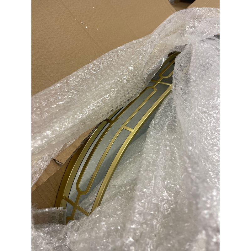 Glitzhome Rolling Kitchen Cart, Gold Metal Base w Glass Top 17" x 27" x 30"