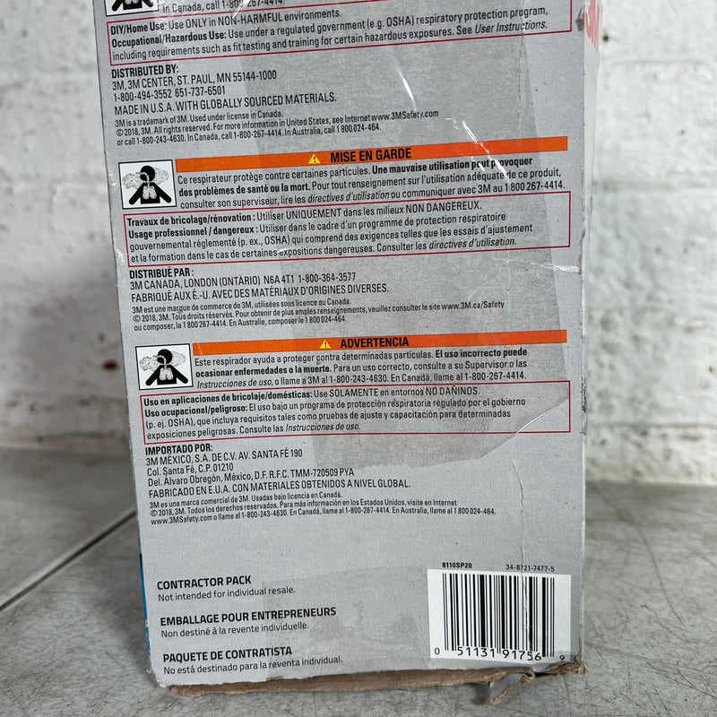 16-Pack 3M 8110S Sanding Paint Surface Prep Disposable Respirator, Size Small