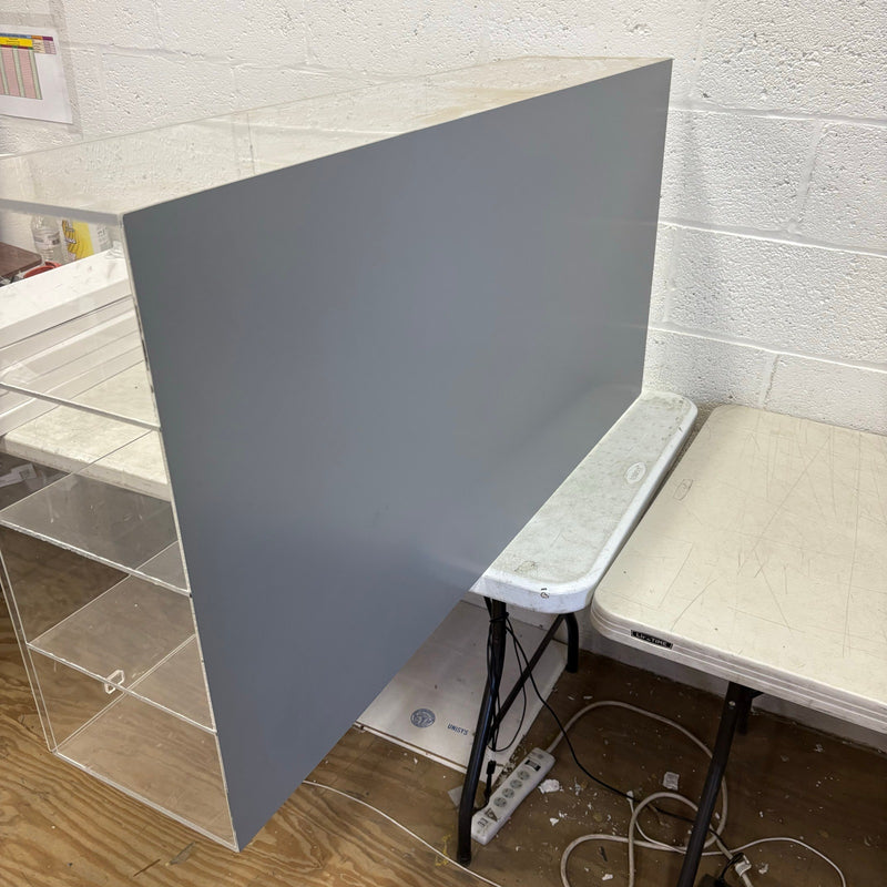 Clear Display Case w Mirror in Back 48 x 24 x 10.5 Inches, 4 Rows w Sliding Door