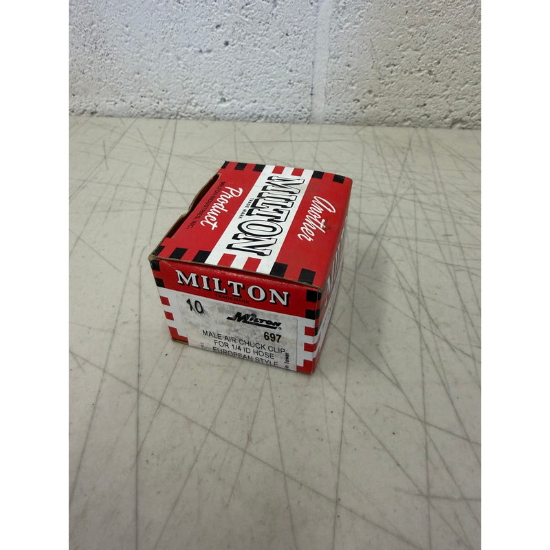 (10 pack) Milton 697 1/4" ID Euro Style Hose Barb Air Chuck Clip