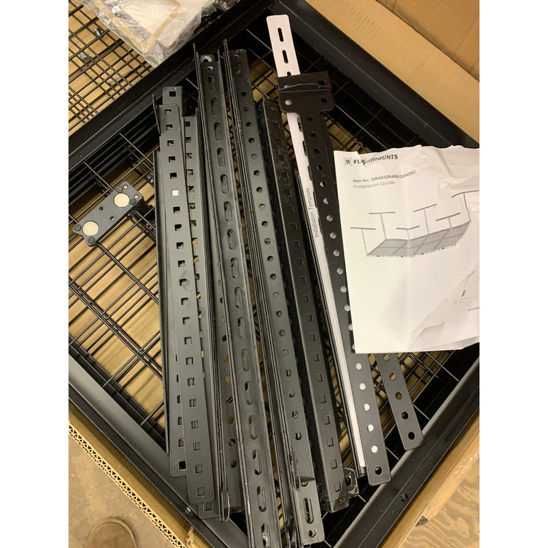 FLEXIMOUNTS Overhead Garage Storage Rack, 3ft x 8ft Adjustable Height, READ