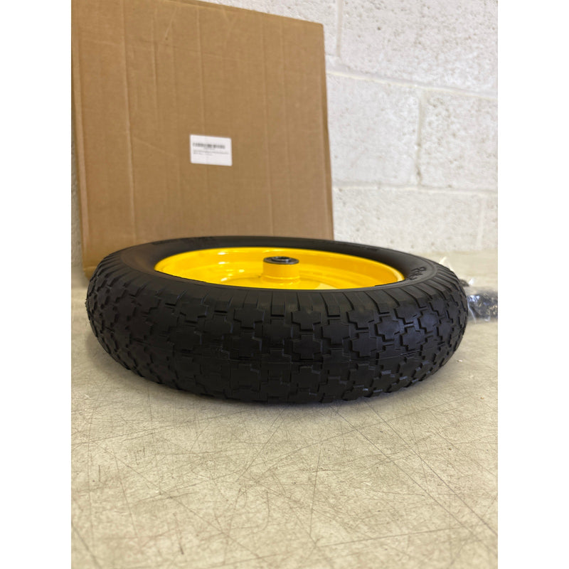 Single 14.5" Flat Free Replacement Tire / Wheel, Steel Rim, Universal Fit