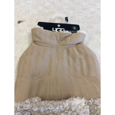 UGG Sherpa Quilted Pet Coat, Hook & Loop Straps, Soft & Cozy, Tan - Small Size