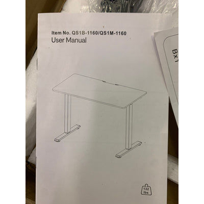 Flexispot Gaming/Office Standing Desk Brown w White Metal Frame QS1M-1160 SEE DETAIL