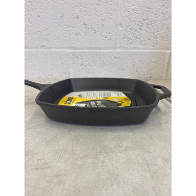 Lodge Cast Iron Grill Pan, Square, 10.5 Inch Seasoned - Cooking Skillet - Black