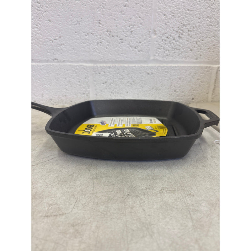 Lodge Cast Iron Grill Pan, Square, 10.5 Inch Seasoned - Cooking Skillet - Black