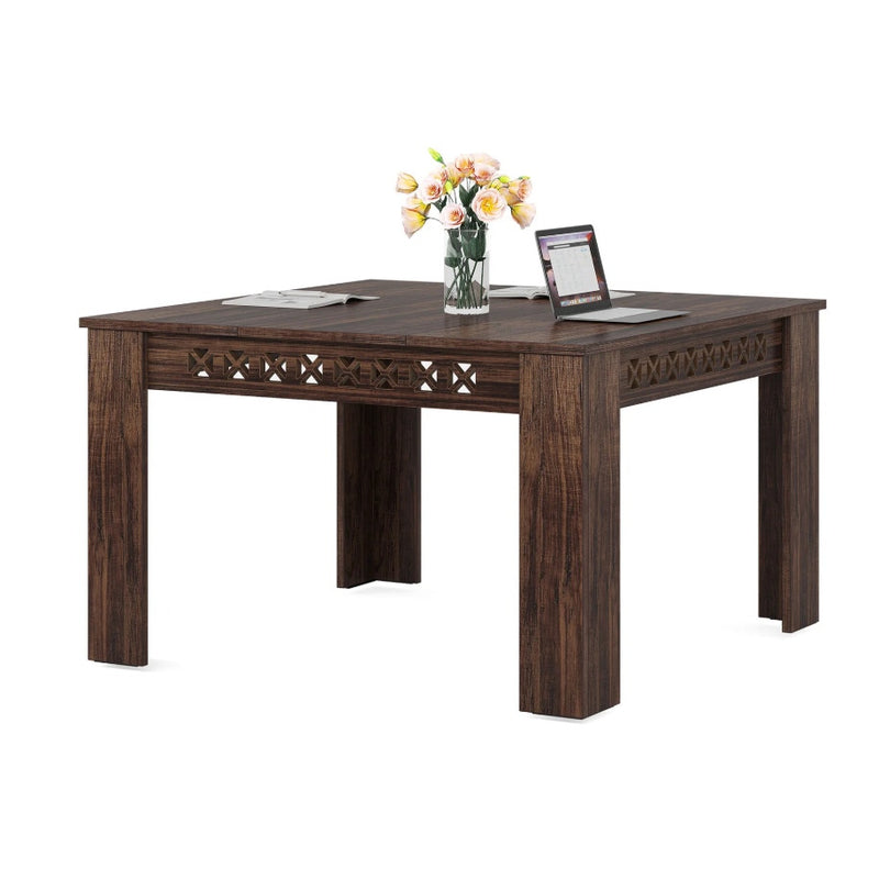 Tribesigns 43" Conference Table, Wood Square Meeting Table Dining Table - Brown