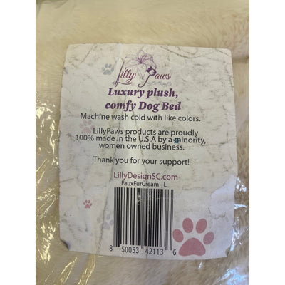 Lilly Paws Luxury Plush Comfy Dog Bed FauxFur Large 36 x 27 x 10 in Cream& Black