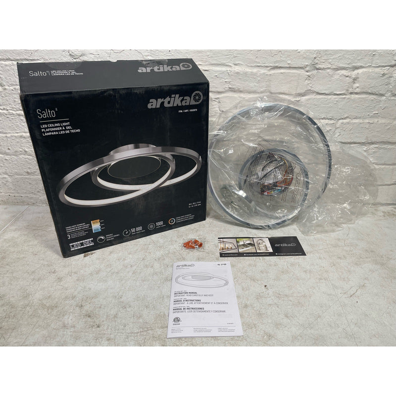 Artika Salto Flush Mount Ceiling Light Fixture 15W LED Modern Swirl, Chrome