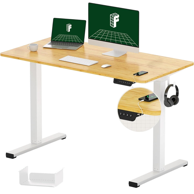 FLEXISPOT Electric Standing Adjustable Desk 48" x 24" Brown/White MISSING SCREWS