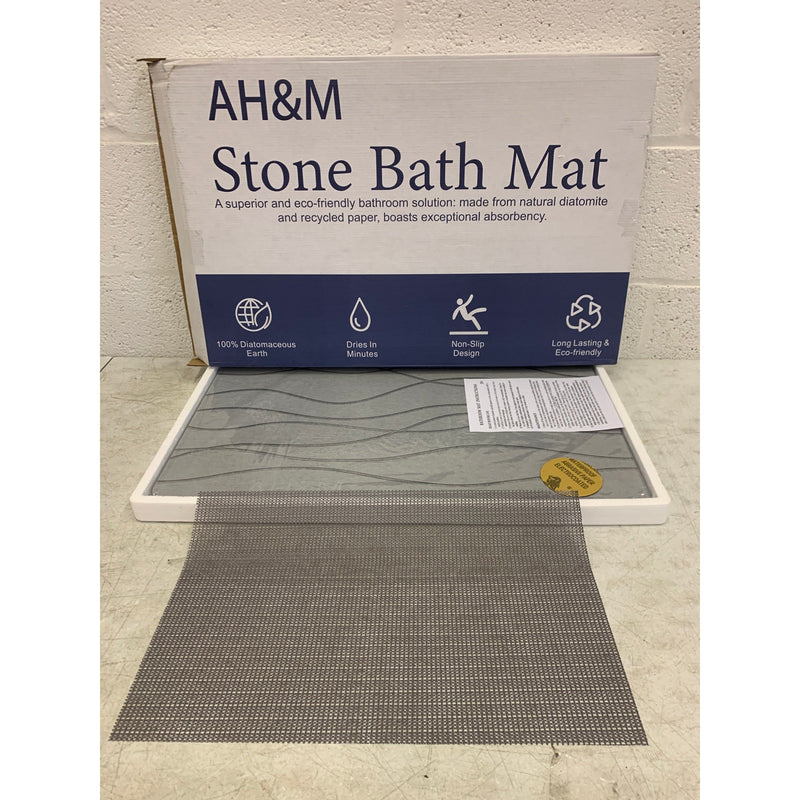 AH&M Stone Bath Mat, Aesthetic Design, 23.6" x15.3 Water Absorption, Light Gray