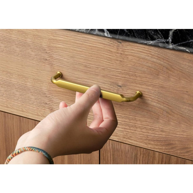6-Pack Goo-Ki Brushed Gold Drawer Handles 3-3/4" Hole Centers Straight Bar Pull