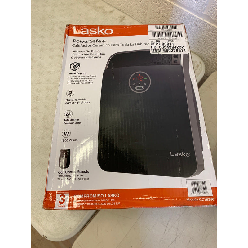 Lasko Whole Room Ceramic Console Space Heater with Remote, Black, CC18306 1500W