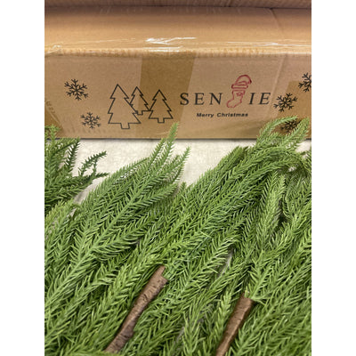 Senjie 36" Norfolk Pine Stems Real Touch Artificial Christmas Branches 12 Pcs