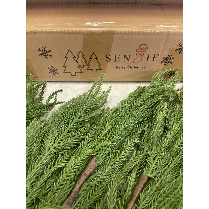 Senjie 36" Norfolk Pine Stems Real Touch Artificial Christmas Branches 12 Pcs