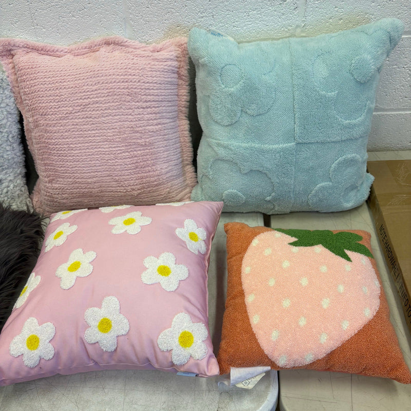 Mix-of-8 Decorative Square Pillows, Soft Fuzzy Couch Throw Pillows, Decorative