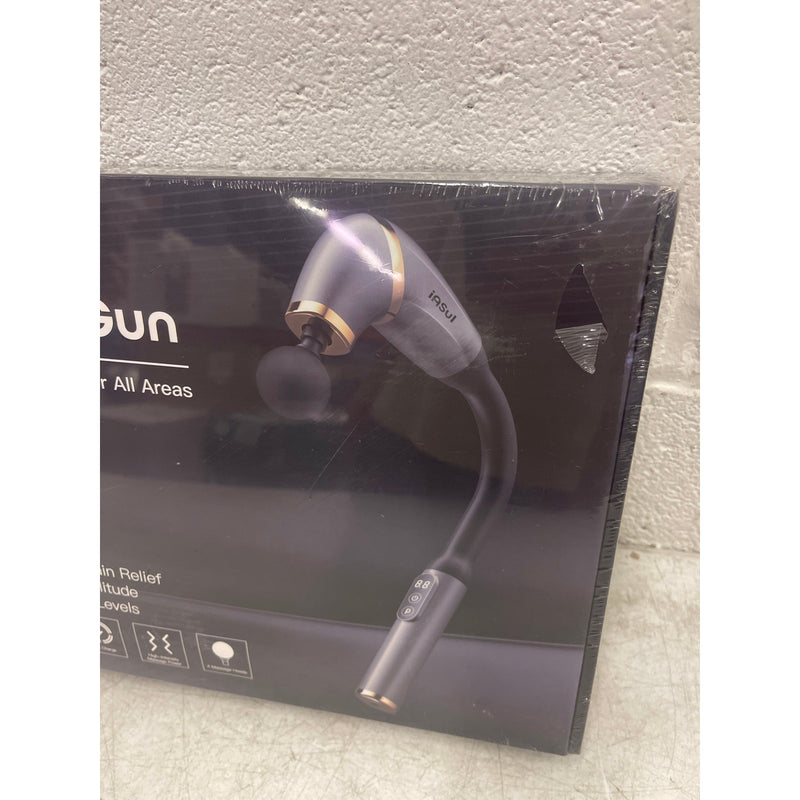 IASUI Massage Gun Extended Handle Back Massager 4 Heads, 3 Modes & 6 Speeds