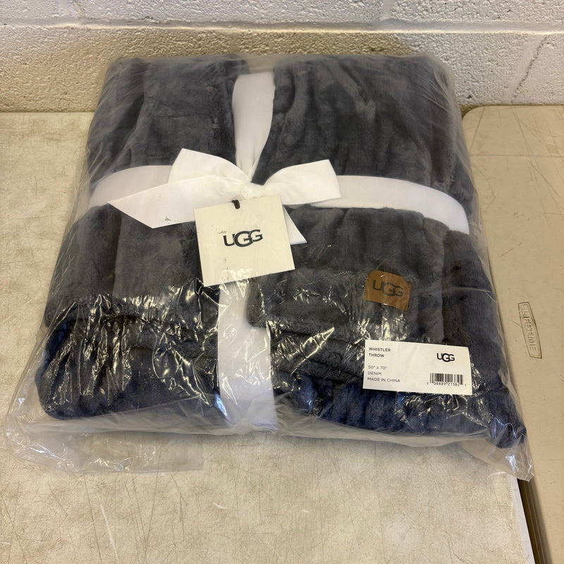 UGG Throw Blanket 50 x 70 Inches Plush Fleece Throw, Oversized,  Denim Blue