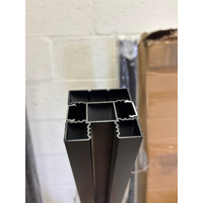 3 Pack 45" 3-Way Aluminum Fence Post, 1.8mm Thick Walls & 10mm Base - Black