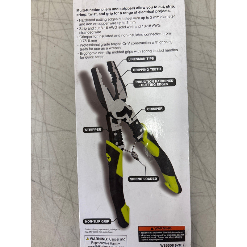 Performance Tool 8-1/2 in. Multi-function Linesman Pliers, Hand Tools - W86508