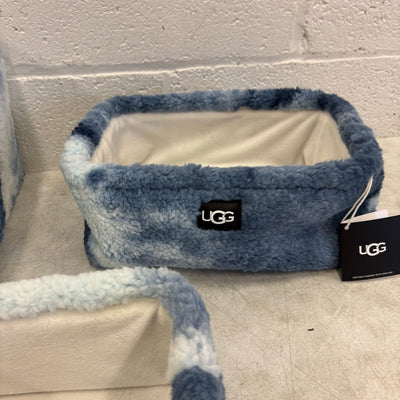 Ugg Teddie Tie-Dye 3 Piece Storage Set Soft Fuzzy Baskets Home Organization Blue