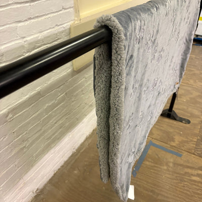 Ugg Dog Blanket 40" x 50" Paw Print Design, Dual Sided Fluffy & Soft Side - Gray