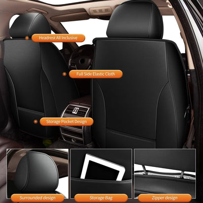 AOMSAZTO Leather Front Car Seat Covers for Toyota Highlander 2008-2025 -Black