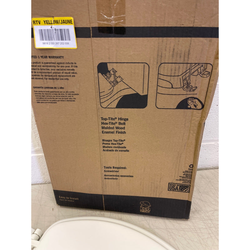 SET-OF-2 Elongated Enameled Wood Closed Front Toilet Seat in White