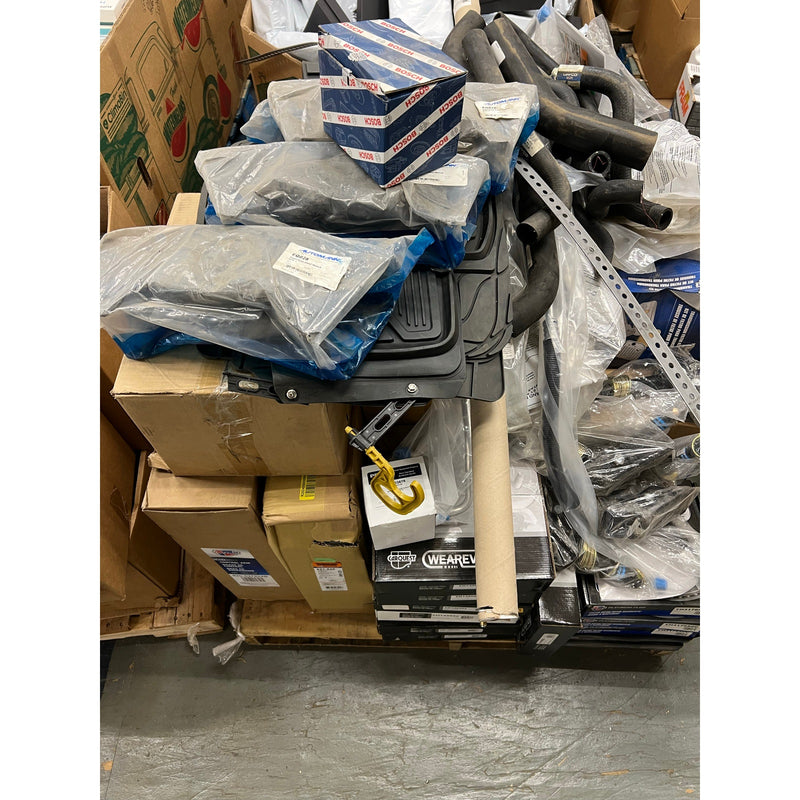 Pallet-of-75+ Pcs Auto Car Parts & Accessories Rotors, Control Arms, Brake Pads