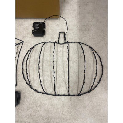 Halloween Lights Indoor Window Decorations, 2-Pack 18” Spider Web & 15” Pumpkin