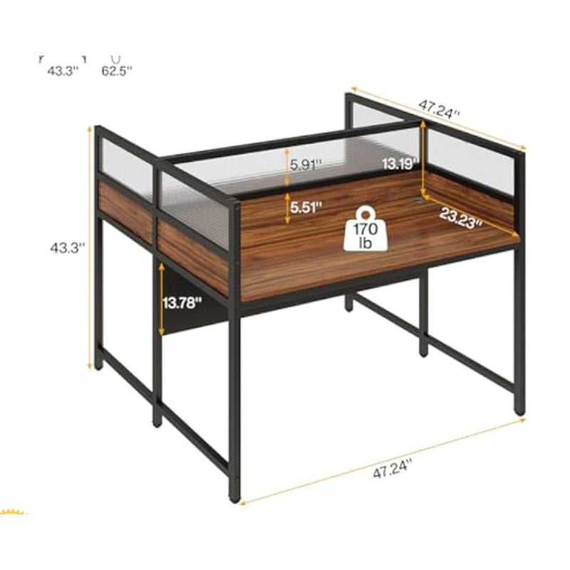 Tribesigns 2 Person Desk, Double Office Desk for Two People, Face to Face, Brown