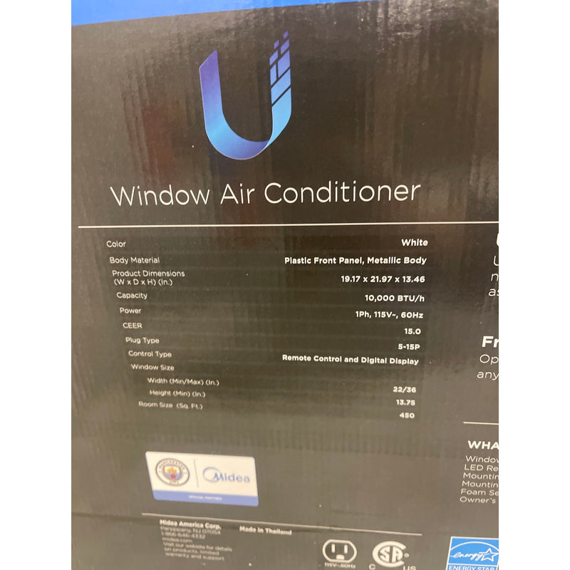Midea 10,000 BTU Smart Inverter U-Shaped Window Air Conditioner 450 Sq Ft White