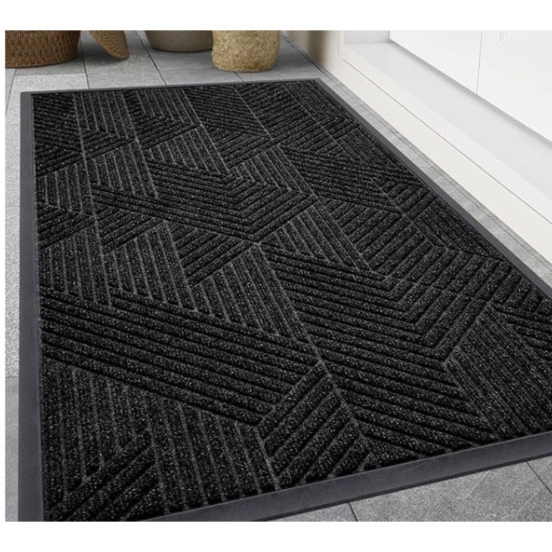 Smiry Front Door Mat Outside Entrance, Heavy Duty Sturdy, 47"x32" - Black