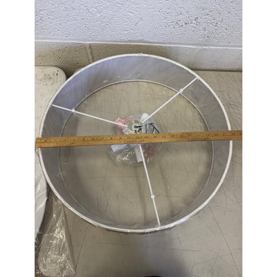 Leading Lightning 22in Woven Rattan Linen Hanging Light Fixture, Mount Ceiling