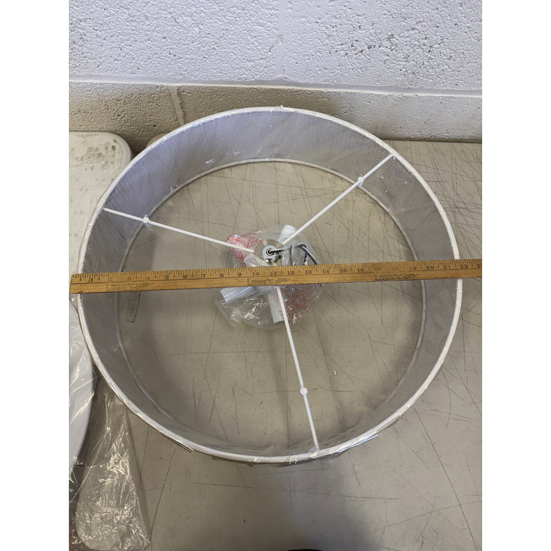 Leading Lightning 22in Woven Rattan Linen Hanging Light Fixture, Mount Ceiling