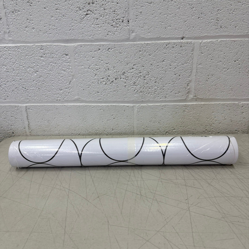 Black & White Curved Geometric Peel and Stick Wallpaper (24"x472"), Removable