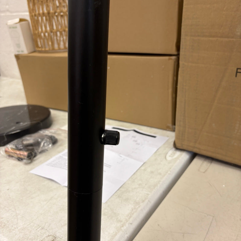 80" Floor Lamp Boho w Rotary Switch, 3 Lights Arc Lamp w Wicker Shade - Black