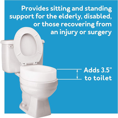 Carex Elongated Toilet Seat Riser for Assistance Sitting, adds 3.5in - White