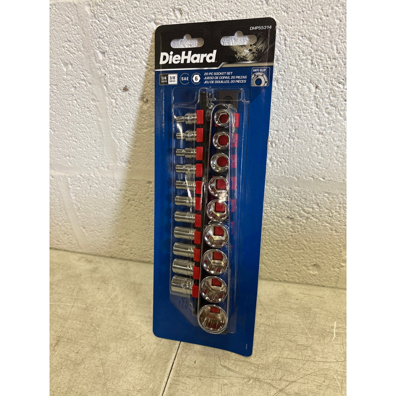 DieHard 20-Piece 1/4" and 3/8" Drive Anti-Slip Socket Set, SAE, - DHP55314