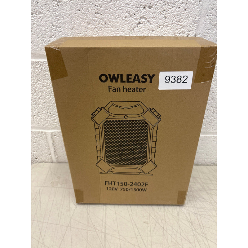 Owleasy Fan Heater Adjustable 750/1500W, Small Portable Heater - Black 120V
