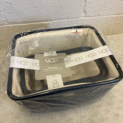 Ugg Chrisley 3 Piece Storage Set, Baskets with Handles, Home Organization - Blue