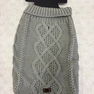 UGG Pet-Classic Cable Knit Dog Sweater Size Large 14-16" Collar - Gray