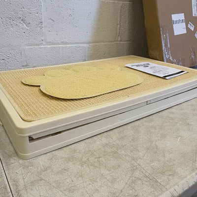 MeexPaws Plastic Foldable Litter Box Storage w 2 Mats, Easy Access Doors - Tan