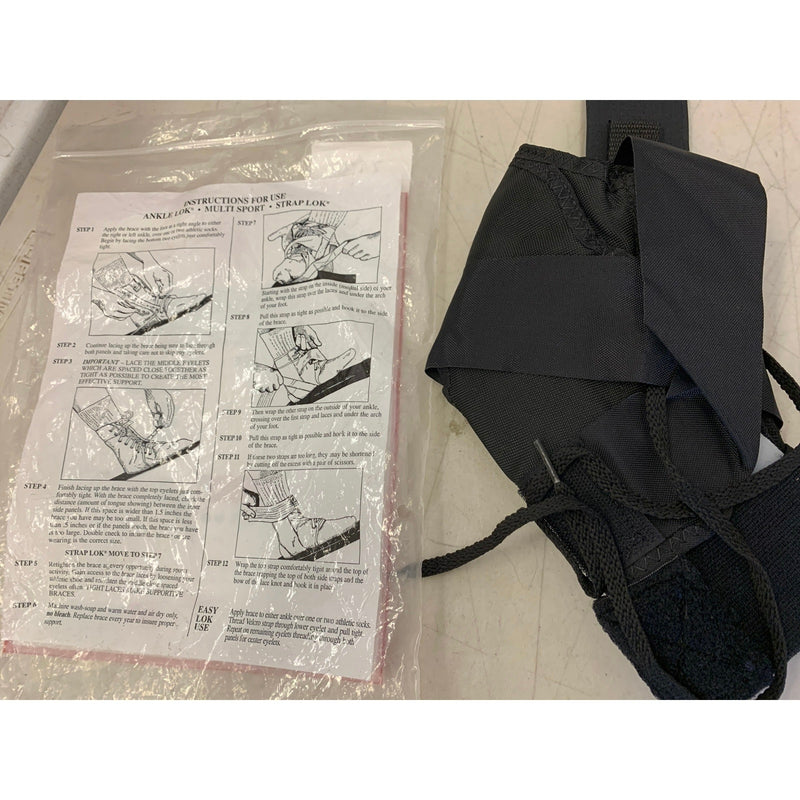 Swede-O Ankle Lok Support with Knit Tongue, Medium Ankle Brace Black, Sprain