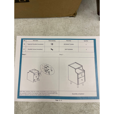 KASLANDI Solid Wood Nightstand with 2 Drawers & 2 Tier Shelf - Brown with Legs