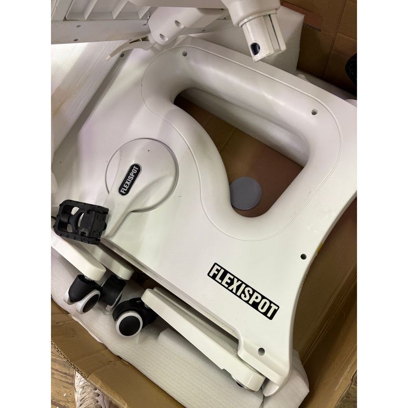 FLEXISPOT Stationary Exercise Bike with Desktop, Adjustable, V9 - White, READ