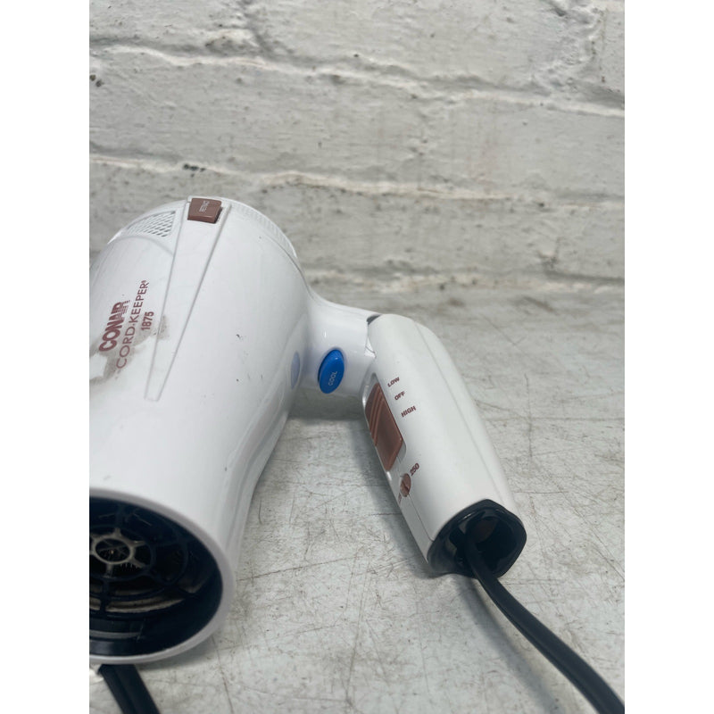 Conair Hair Blow Dryer, Double Ceramic w/ Ionic Conditioning, Travel Size. White