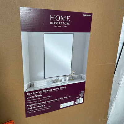 Home Decorators 26" W x 38" H Rectangular Floating Vanity Mirror Framed Black
