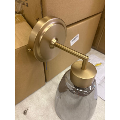 3-PACK Vcozar Glass Wall Lamp Round Base Modern Gold / Gray Wall Sconce, Smoked