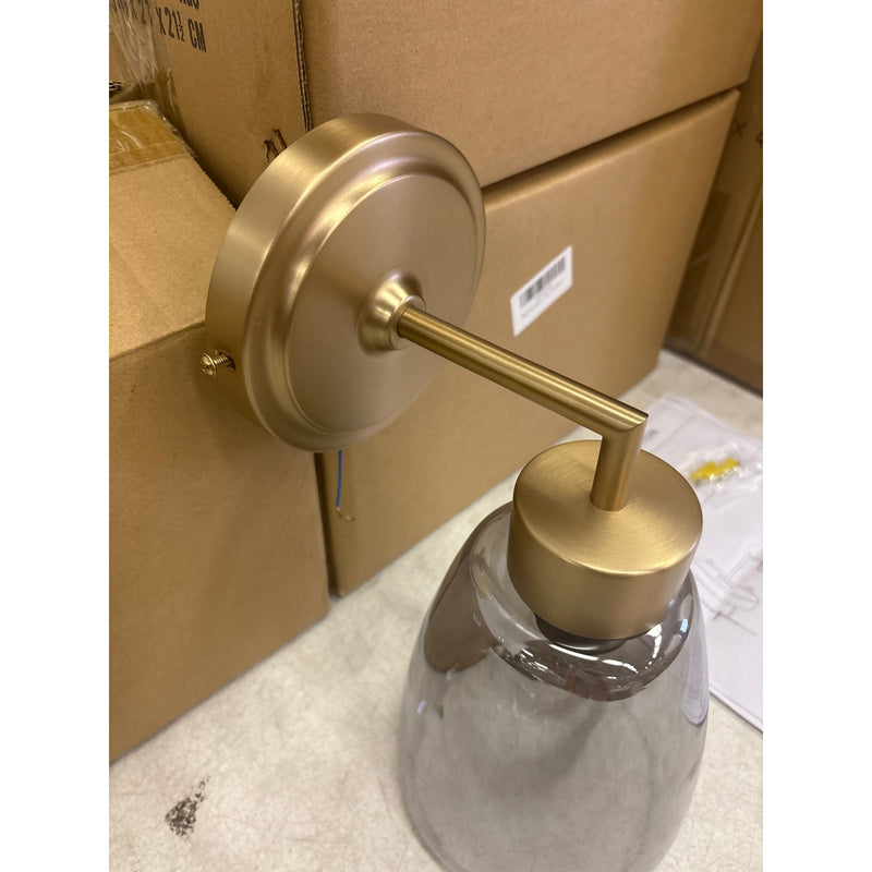 3-PACK Vcozar Glass Wall Lamp Round Base Modern Gold / Gray Wall Sconce, Smoked